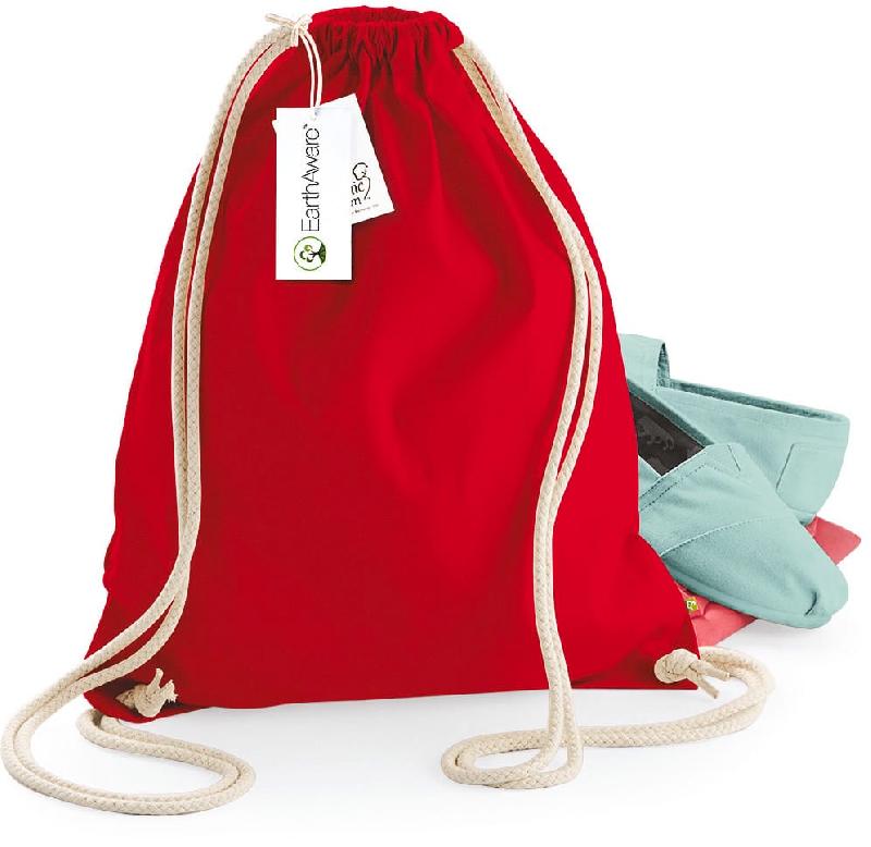 Sac publicitaire Gymsac bio Earthaware - Réf: W810 - 100% coton biologique, fermeture par gros cordon, marque Westford Mill_0