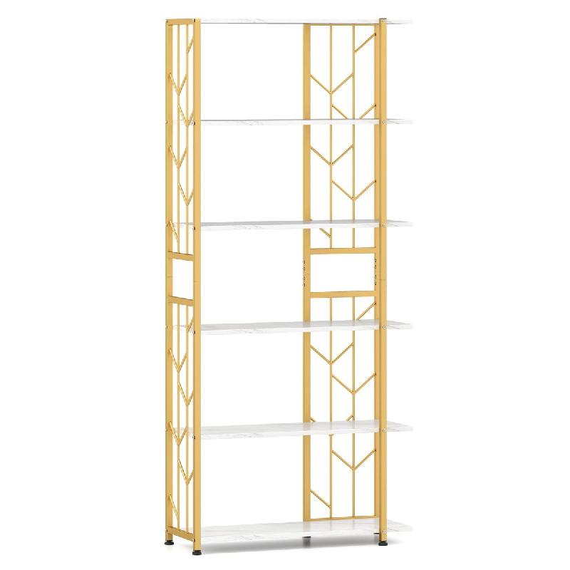 Helloshop26 - Bibliothèque à 6 étagères 80 x 31 x 180 cm optimisation de rangement style moderne design géométrique en bois 20_0010732 - 3000226331732_0