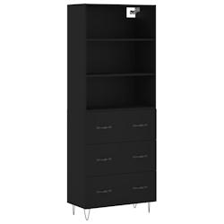 HELLOSHOP26 - Buffet bahut commode armoire meuble de rangement haut en bois d'ingénierie avec pieds en métal - 69,5 x 34 x 180 cm_0
