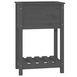 Helloshop26 - Jardinière bac lit surélevé plantes fleurs terrasse jardin avec étagère 54 x 34,5 x 81 cm bois massif de pin gris 02_0038392 - 3000_0