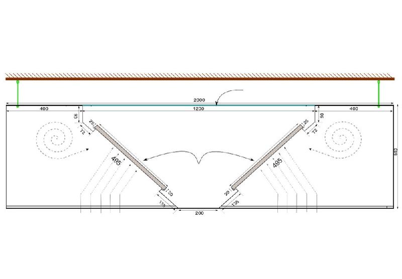 Hotte professionnelle sans moteur - centrale 2500x2000x540 mm - Réf. 7411.1756_0