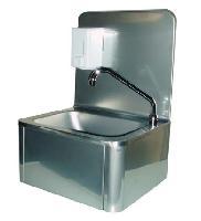 Lavabo lave-mains en acier inoxydable 18/10 AISI 304 - commande par volet frontal - livré avec accessoires_0