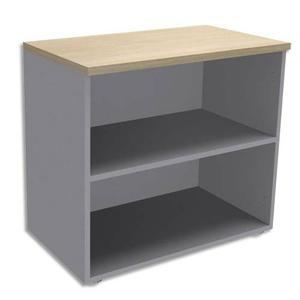 Simmob - Armoire basse aluminium avec 1 tablette réglable - Top chêne clair - Dim. L80 x H72 x P47 cm_0