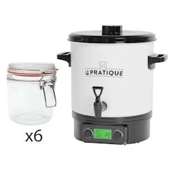 Stérilisateur automatique en émail écran LCD avec 6 bocaux Stérilisateur + 6 bocaux de 500 ml Le Pratique - blanc 3700866372972_0