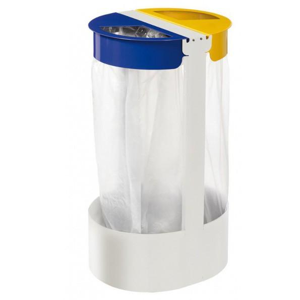 Support sac poubelle 2 flux - Rossignol Citwin Flux gris et jaune pour tri sélectif_0