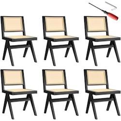 TecTake GmbH tectake Lot de 6 chaises en bois avec cannage viennois design rétro noir - 405913 - beige Bois massif 405913_0