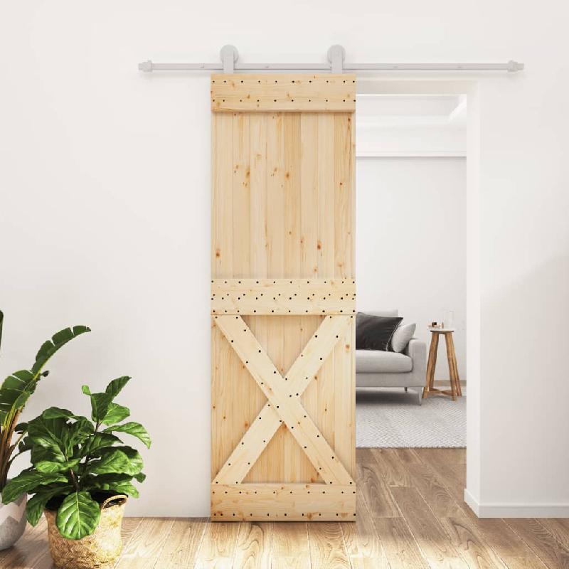 Vidaxl porte coulissante et kit de quincaillerie 70x210 cm pin massif 3203094_0