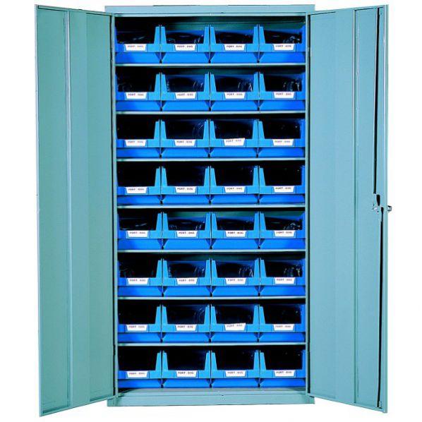 Armoire 2 portes avec 32 bacs rouges de 10 litres - 7 étagères - Marque Rolléco_0
