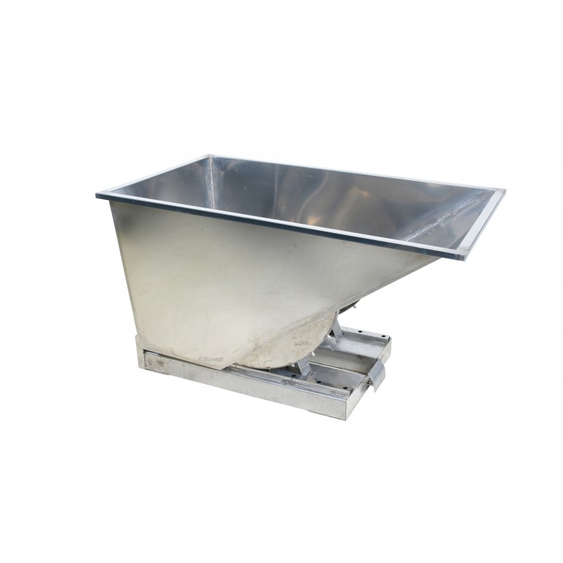 Benne auto basculante inox Tippo 300L - 0.3m3 - charge 1500kg - dimensions 1235*840*750mm_0