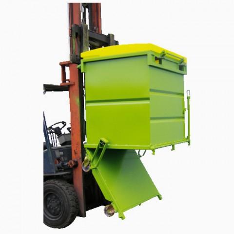 Benne à fond ouvrant galvanisée Goubard - avec couvercle en polyéthylène jaune - capacités 1280L et 2570L_0