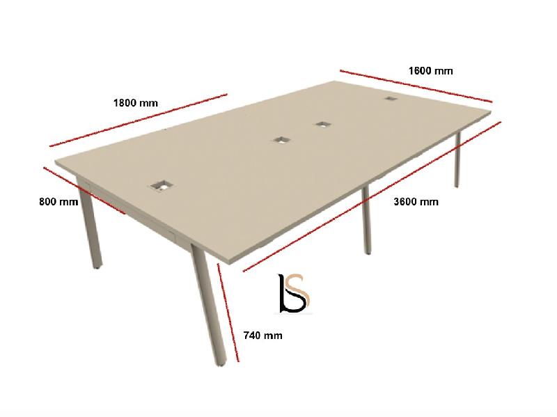 Bureau Bench 4 personnes Yan M - MDD. - Blanc, 360_1