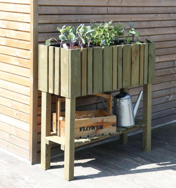Carré potager surélevé Vertikal - 79 x 29 x 79 cm - 3 bacs plastiques noirs - Design moderne et pratique_0