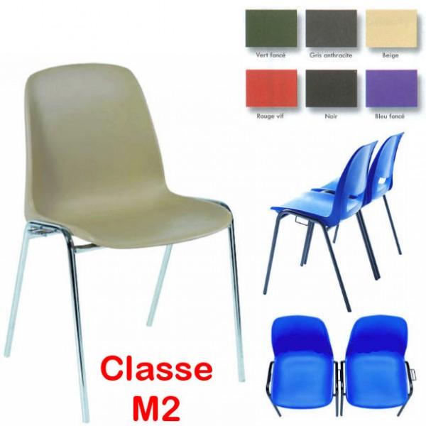 Chaise coque accrochable pieds chromés - Anti-feu Classe M2 Vert_0