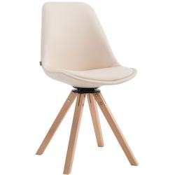 Décoshop26 - Chaise de salle à manger x1 pivotante style moderne assise en PVC crème piètement en bois clair 10_0003323 - 3000251520996_0