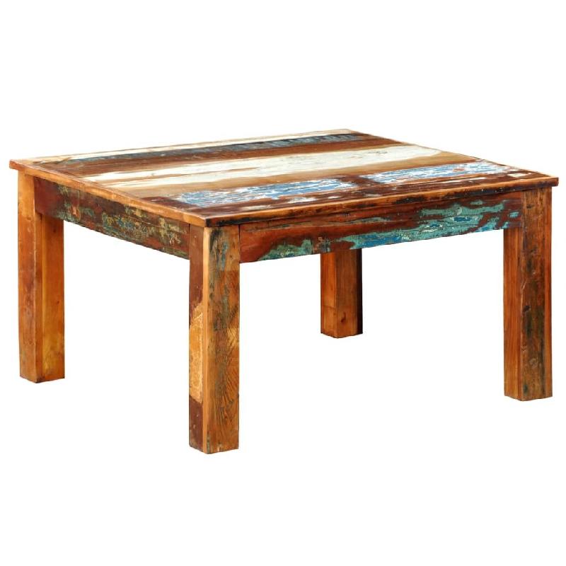 Décoshop26 - Table basse design industriel forme carrée 80 x 80 x 45 cm en bois de récupération coloré DEC038283 - Bois massif 3000263743390_0