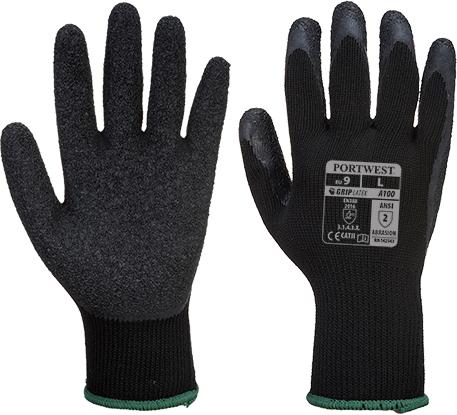 Gant de manutention enduit latex noir A100, taille M - tricot jauge 10, doublure respirante sans coutures_0