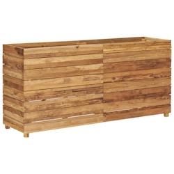 Helloshop26 - Jardinière lit surélevé plantes fleurs jardin 150 x 40 x 72 cm bois de teck recyclé et acier 02_0000914 - 3000072491536_0