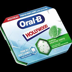 HOLLYWOOD ORAL- B CHEWING-GUM SANS SUCRES PARFUM MENTHE VERTE - ETUI DE 10 DRAGÉES