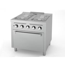 HR FAINCA Fourneau à Gaz Série 750 avec Four à Gaz - 4 Plaques 2,6 kW - 800x750x835 - Acier Inoxydable 18/10 - CB4F750H_0
