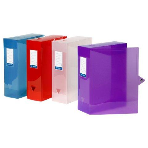 LOT DE 4 - BOÎTE DE CLASSEMENT CLASS DOC A4 - DOS 10 CM - POLYPROPYLÈNE - PROPYGLASS VIQUEL - COLORIS ASSORTIS