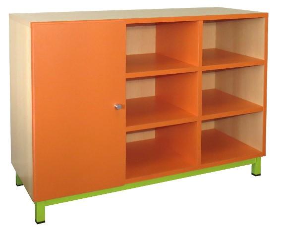 Meuble scolaire 1 porte - 9 cases fixes - mélaminé et métal - plusieurs coloris disponibles_0