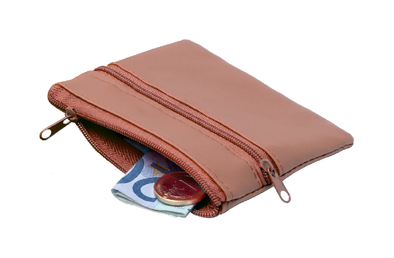 Porte-monnaie zippé en microfibre - couleur marron - poids 16g_0