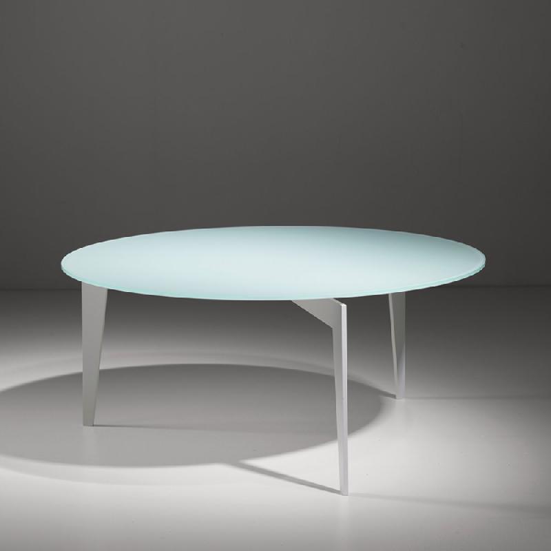 Table basse ronde MIKY - Verre trempé blanc - Ø80 cm - Design moderne_0