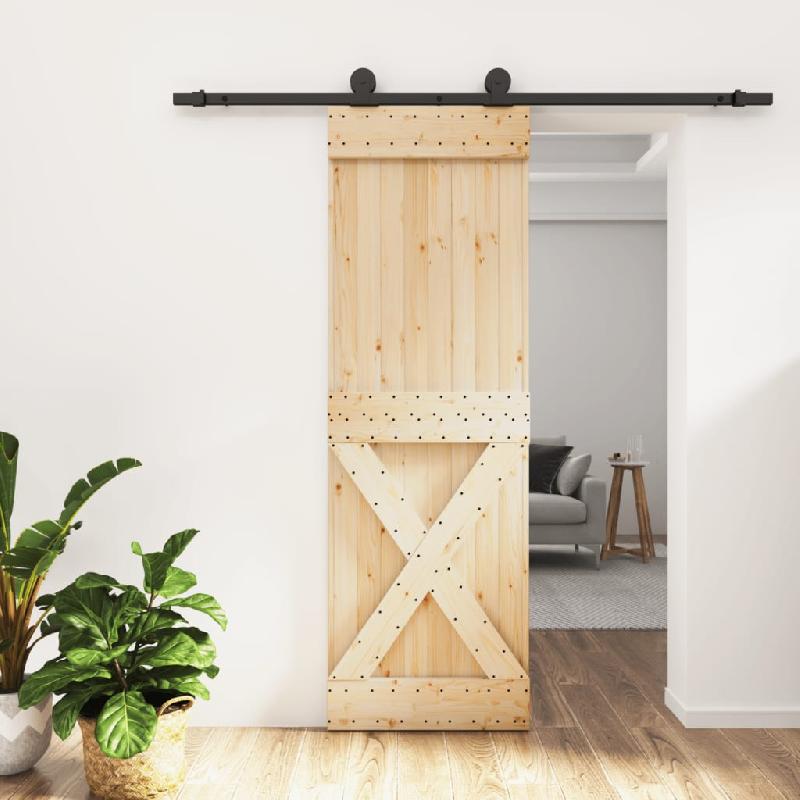 Vidaxl porte coulissante et kit de quincaillerie 70x210 cm pin massif 3203076_0
