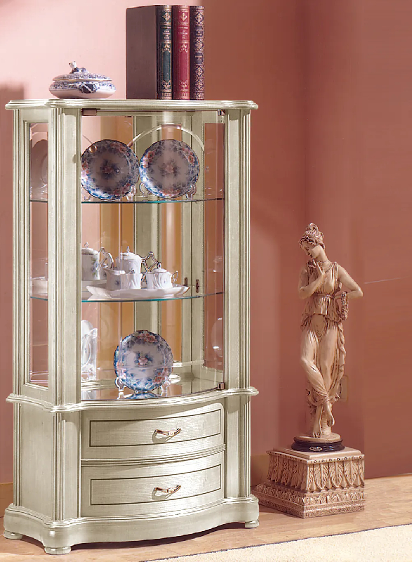 Vitrine en bois dv29va - laqué crème cérusé_0