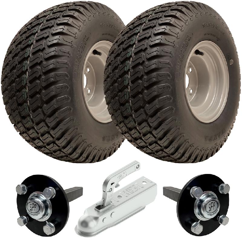 18x9.50-8 ATV Trailer Kit P332 Grass Wheels SPP 40x40mm Stub Axles, Hitch 900kgs_0
