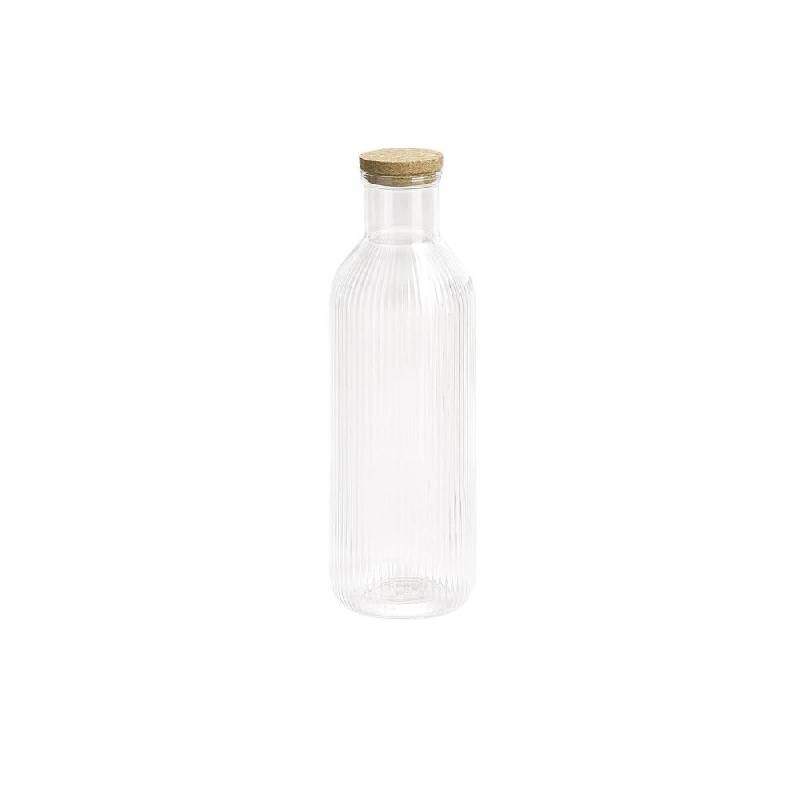 APS Carafe -LINES-, Ø 9 cm, H 27 cm, 1 L, verre, couvercle en liège - transparent verre 10735_0