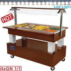 Buffet chauffant bain-marie 4x GN 1/1-150 - bois acajou - modèle BBM/4N-C1_0