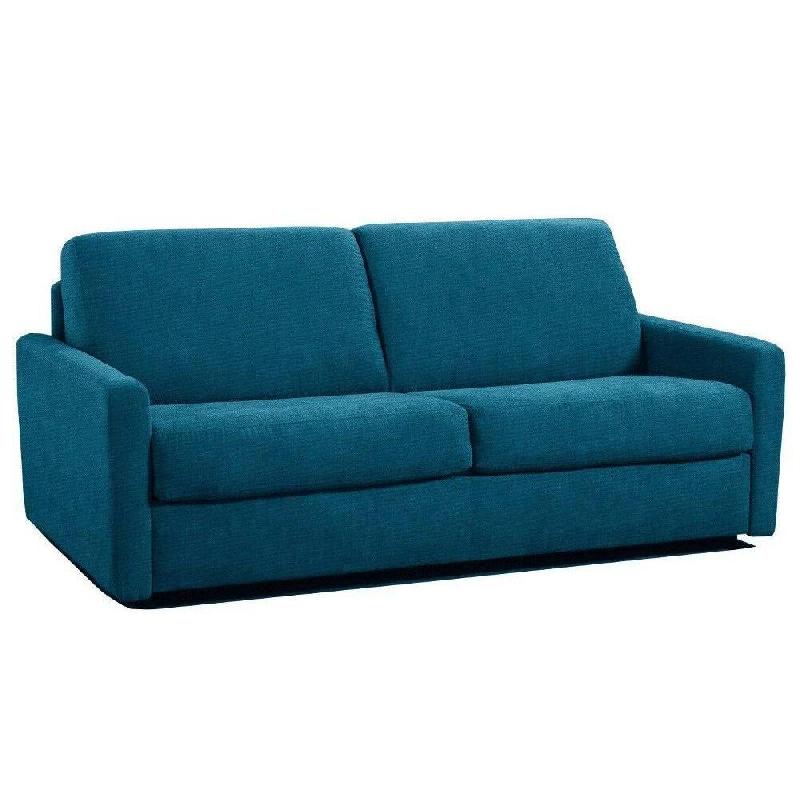 CANAPÉ LIT EXPRESS ECLIPSE ELITE VELOURS BLEU PAON SOMMIER LATTES 140CM ASSISES ET MATELAS 18CM MÉMOIRE DE FORME_0