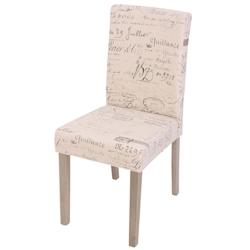 Décoshop26 - Chaise de salle à manger cuisine en tissu crème motif lettres pieds en bois marron design moderne 04_0002320 - marron 3000273032699_0