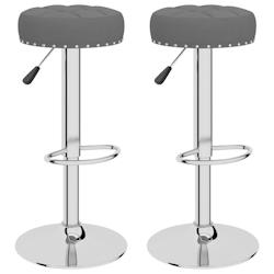 Décoshop26 - Lot de 2 tabourets de bar chaises hautes en tissu gris foncé boutons décoratifs cadre en acier DEC029709 - gris 3000257515774_0