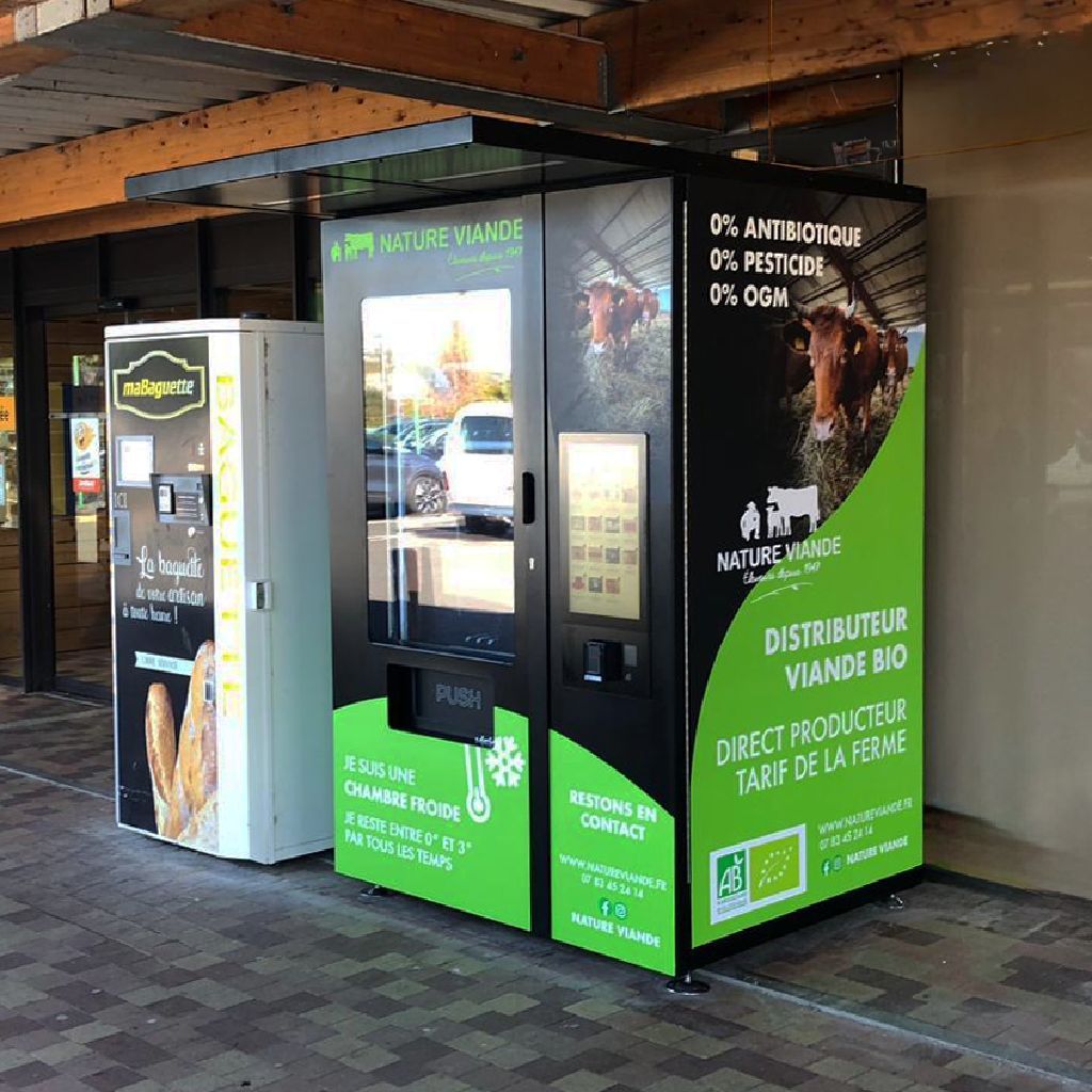 Distributeur automatique extérieur avec module de chauffe pour boucherie_1