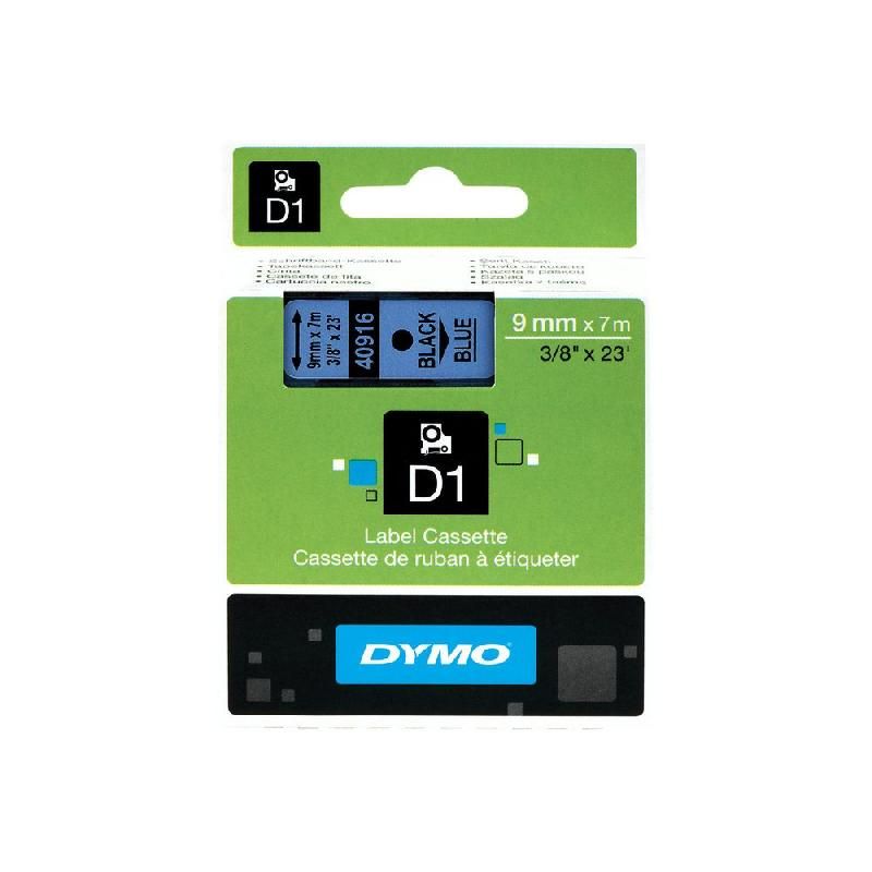 DYMO RUBAN TITREUSE DYMO D1 - ÉCRITURE NOIR / FOND BLEU - 9 MM X 7 M - MODÈLE S0720710