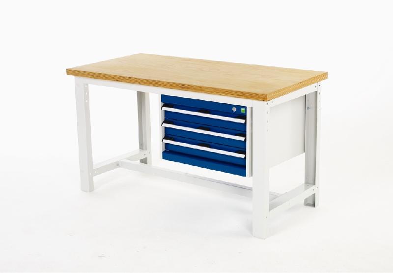 Établi avec caisson 3 tiroirs Bott Cubio - robuste - dimensions 1500x750x840mm - charge admissible 800kg_0