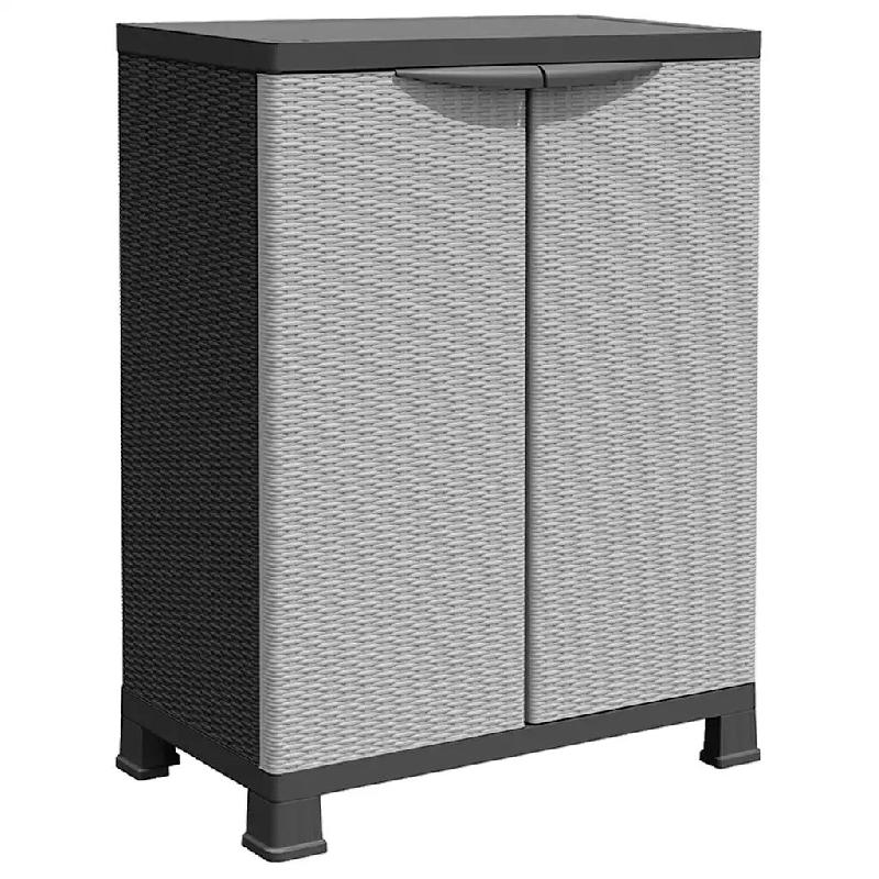 Helloshop26 - Armoire de rangement en plastique gris 68 x 39 x 92 cm avec 2 portes et 2 étagères moderne design compact 02_0046944 - gris 3000234512_0