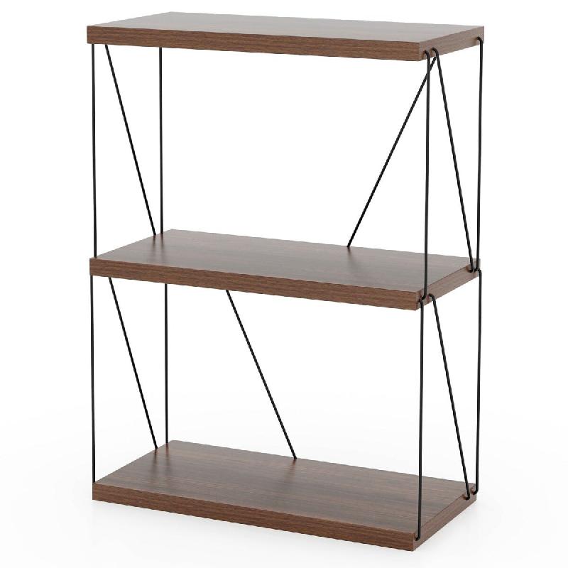 Helloshop26 - Étagère à 3 niveaux rangement polyvalent 61 x 29,5 x 82 cm design industriel finition grain de bois brun 20_0019503 - 3000232984618_0