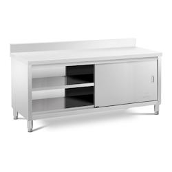 Helloshop26 - Meuble bas plan de travail cuisine armoire avec portes coulissantes adossé avec dosseret (capacité de 600 kg, acier 14_0005088 - 30002_0