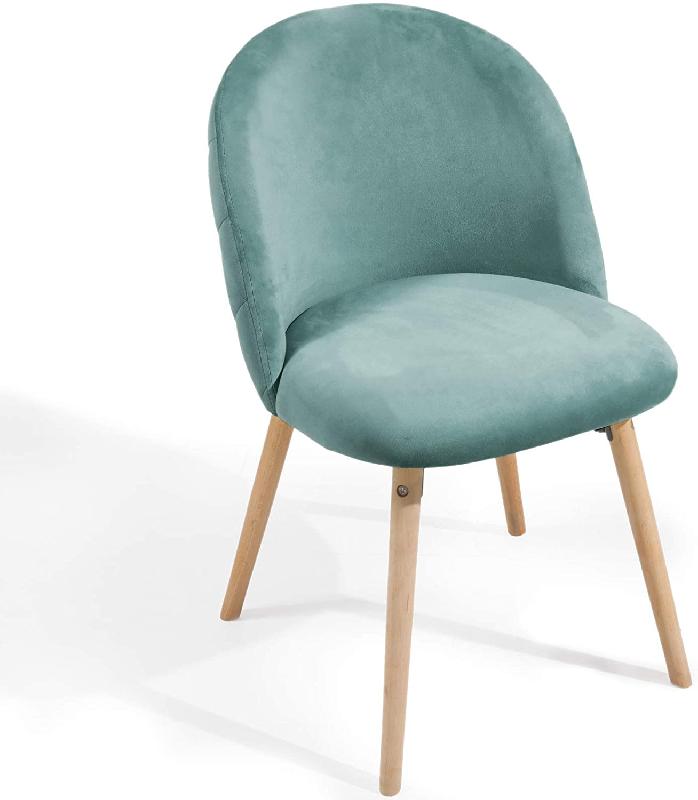 Lot de 8 chaises de salle à manger en velours - pieds en bois de hêtre - style scandinave moderne - turquoise - 01_0000156_0
