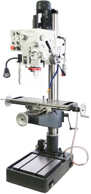 Perceuse-fraiseuse à colonne percer jusque ø 32 mm CM4/M16 1,5 kW 400V table croisée avance de perçage pompe d'arrosage Torros PF40CP 400V_0