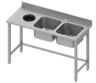 Plonge avec trou vide dechets inox 2 bacs  à droite sans étagère1800x600x900 soudée - 931016180_0