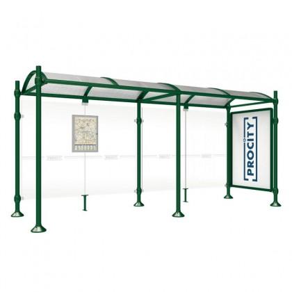 Station de bus - Poteaux ronds en aluminium avec bardage en verre sécurisé et vitrine horaire_0