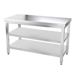 Table de travail en inox 1400 x 600 mm avec 2 étagères PREMIUM / GOLDINOX - inox 3701770807406_0