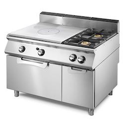 Virtus group Plaque coup de feu gaz sur four gas statique GN 2/1 et armoire fermée + 2 brûleurs- Virtus - 0698142390761_0