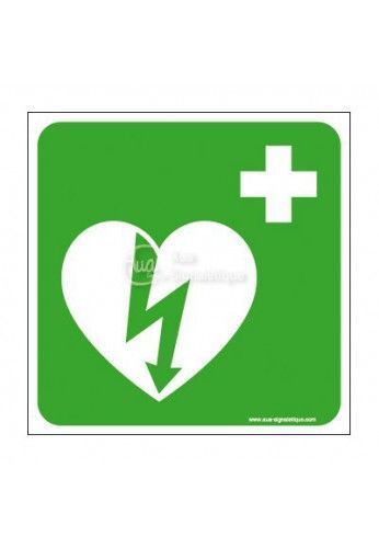 3052-ca-v-130 - Panneau défibrillateur et premiers secours - AUA Signalétique - 130x130 mm_0