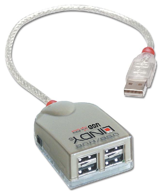 Hub USB 2.0 Smart - 4 ports autoalimenté - Compact et compatible PC/Mac - Lindy 42998_0