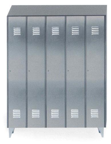 Armoire vestiaire 5 portes entières - acier inoxydable Aisi 304 - aspect satiné_0
